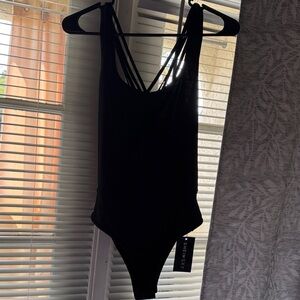 SHEIN Black Strappy One-Piece Bodysuit